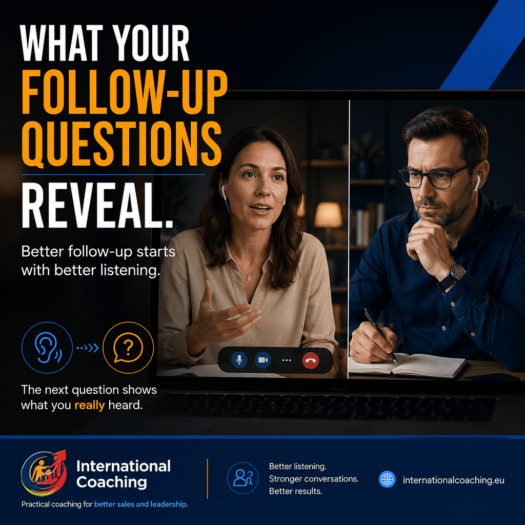 Sales professional listening carefully before asking a follow-up question.