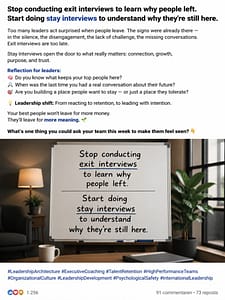 Read more about the article Most leaders do exit interviews too late.